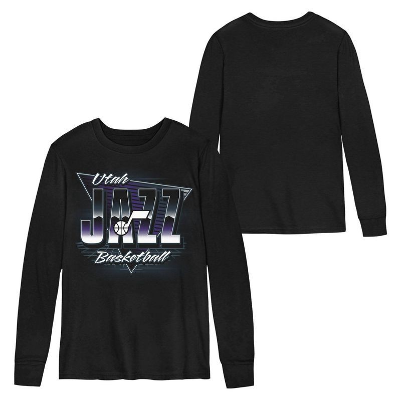slide 1 of 3, NBA Utah Jazz Kids' Black Long Sleeve T-Shirt - S, 1 ct