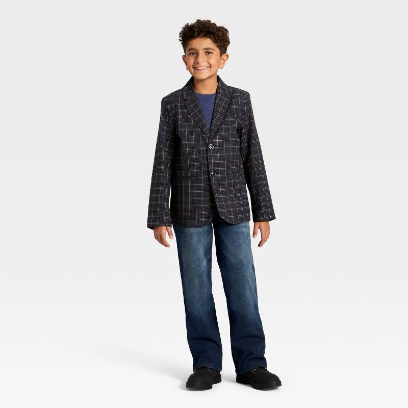 slide 3 of 3, Boys' Plaid Suit Jacket - Cat & Jack™ Black 16, 1 ct