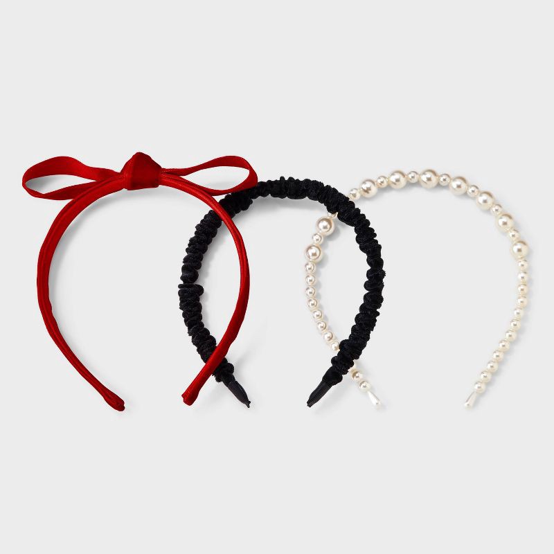 slide 2 of 3, Girls' 3pk Holiday Headband Set - Cat & Jack™, 3 ct