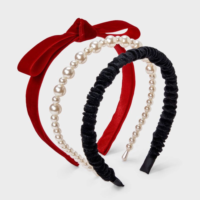 slide 1 of 3, Girls' 3pk Holiday Headband Set - Cat & Jack™, 3 ct
