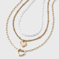 Girls' 3pk Layered Heart Necklace Set - art class™