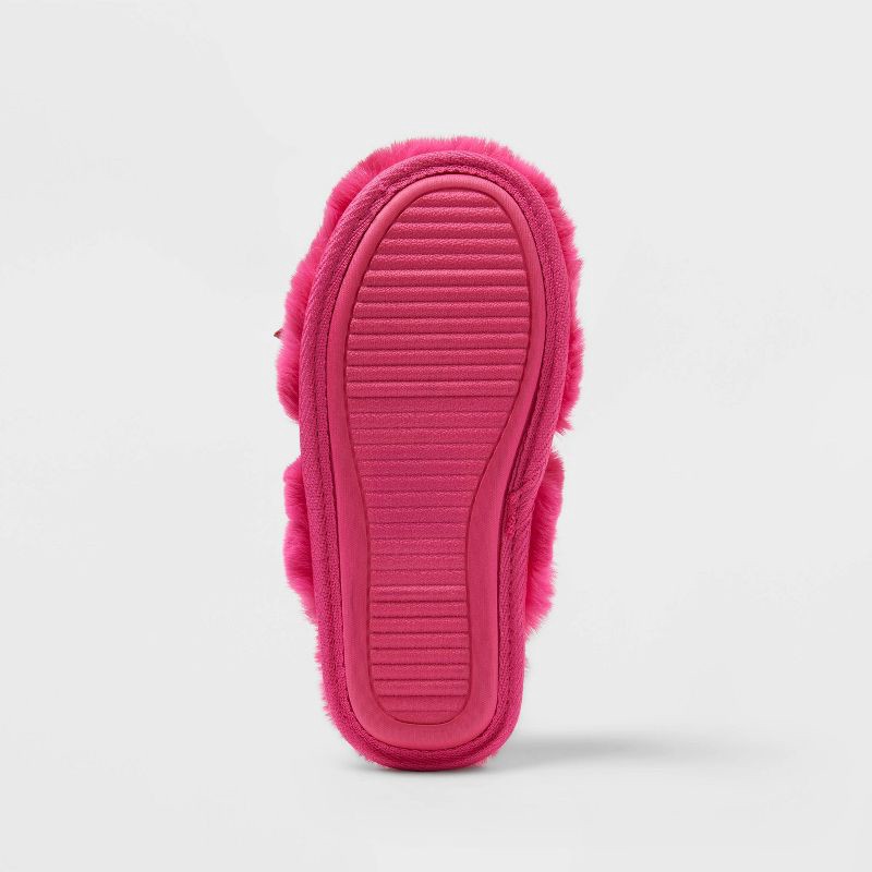 slide 4 of 4, Kids' Amoret Plush Scuff Slippers - Cat & Jack™ Pink 2-3, 1 ct