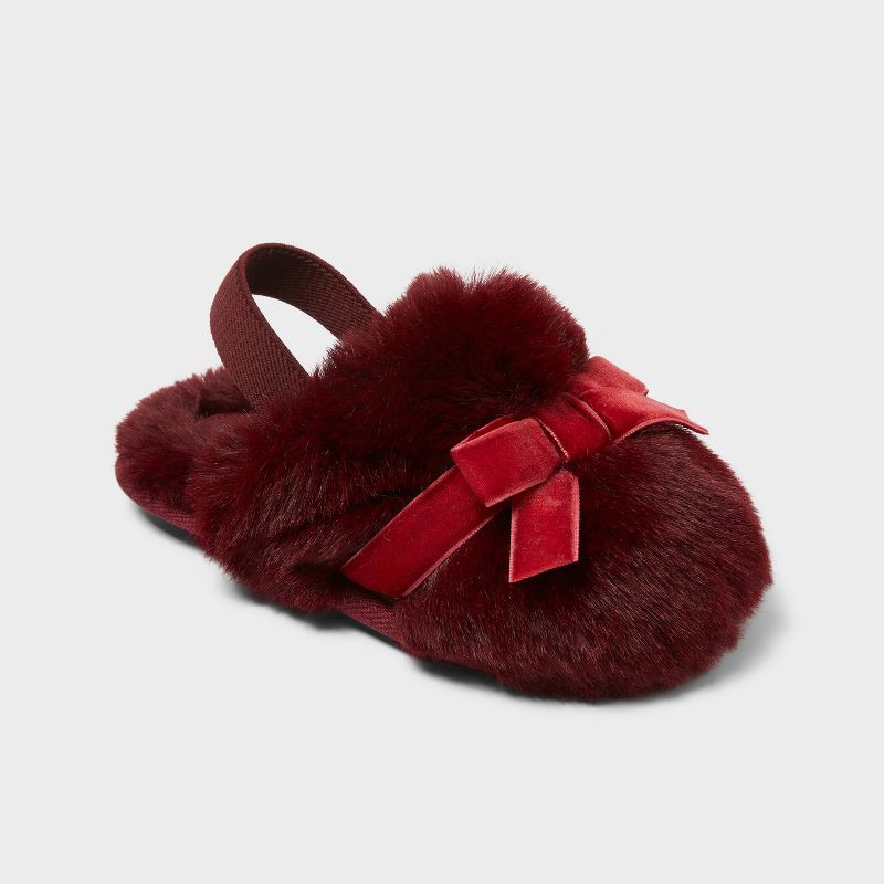 slide 1 of 4, Toddler Adler Plush Scuff Slippers - Cat & Jack™ Red 7T-8T, 1 ct