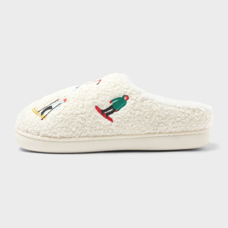 slide 2 of 4, Adult Skier Scuff Slippers - Wondershop™ Ivory XL, 1 ct