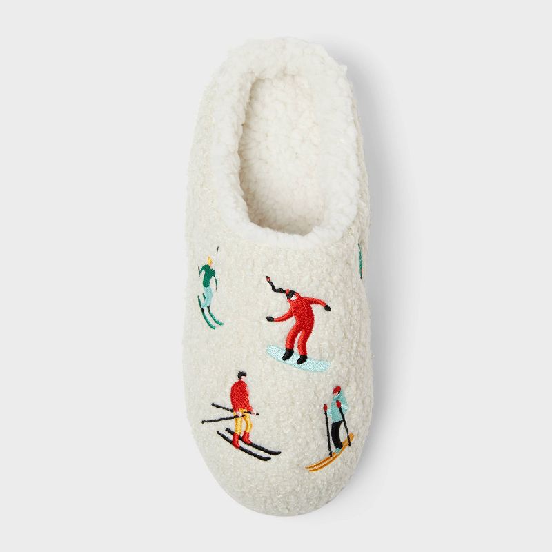 slide 3 of 4, Adult Skier Scuff Slippers - Wondershop™ Ivory XL, 1 ct