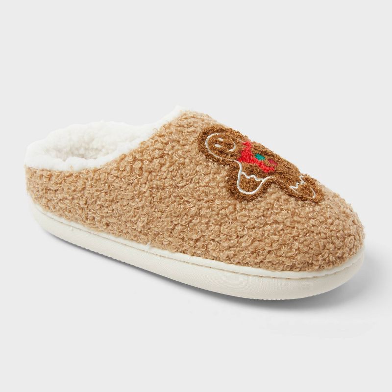 slide 5 of 5, Kids' Gingerbread Scuff Slippers - Wondershop™ Camel 2-3, 1 ct