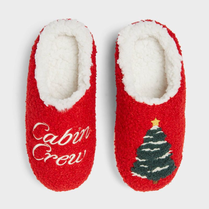 slide 1 of 5, Kids' Cabin Crew Scuff Slippers - Wondershop™ Red 2-3, 1 ct