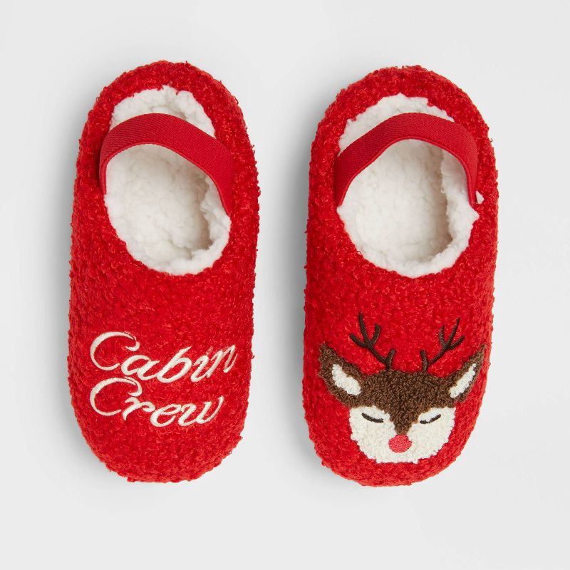 slide 1 of 5, Toddler Cabin Crew Scuff Slippers - Wondershop™ Red 11T-12T, 1 ct