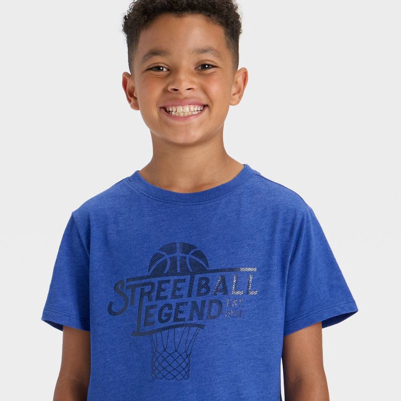 slide 2 of 4, Boys' Short Sleeve 'streetball Legend' Graphic T-Shirt - Cat & Jack™ Dark Blue M, 1 ct