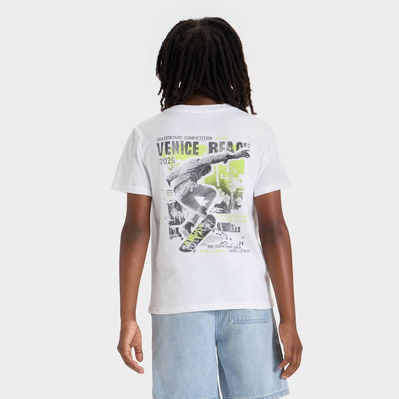 slide 3 of 4, Boys' Short Sleeve 'Venice Beach' Graphic T-Shirt - Cat & Jack™ Off-White S, 1 ct