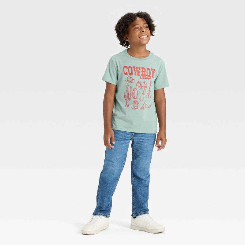 slide 4 of 4, Boys' Short Sleeve 'Cowboy Getup' Graphic T-Shirt - Cat & Jack™ Green L, 1 ct