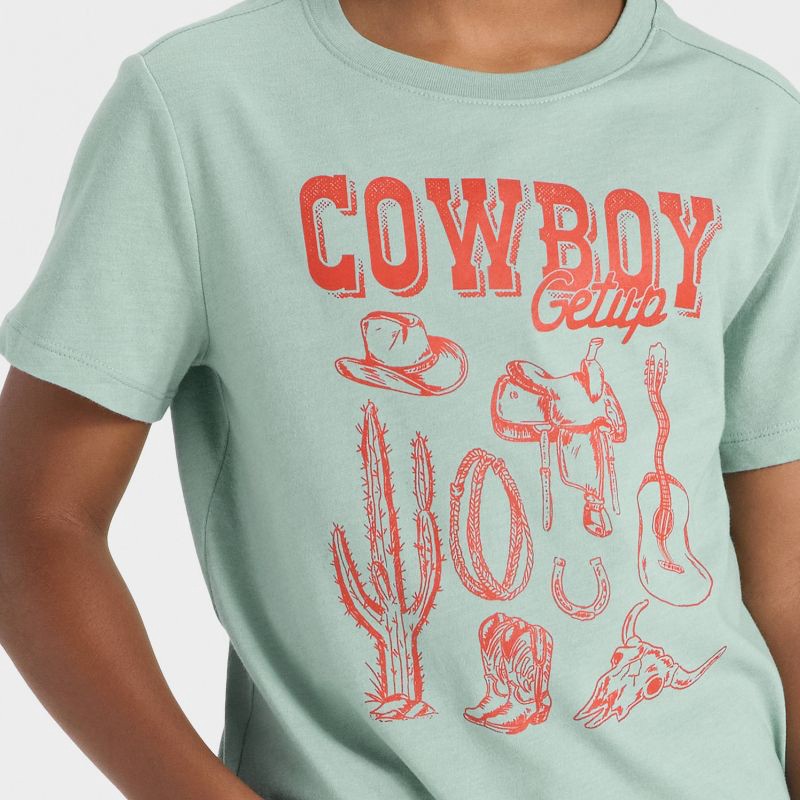 slide 2 of 4, Boys' Short Sleeve 'Cowboy Getup' Graphic T-Shirt - Cat & Jack™ Green XL, 1 ct