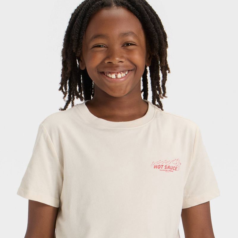 slide 2 of 4, Boys' Short Sleeve 'Hot Sauce' Graphic T-Shirt - Cat & Jack™ Heather Beige XL, 1 ct