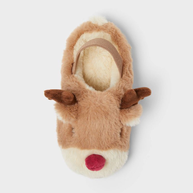 slide 3 of 3, Toddler Reindeer Scuff Slippers - Wondershop™ Brown 7T-8T, 1 ct