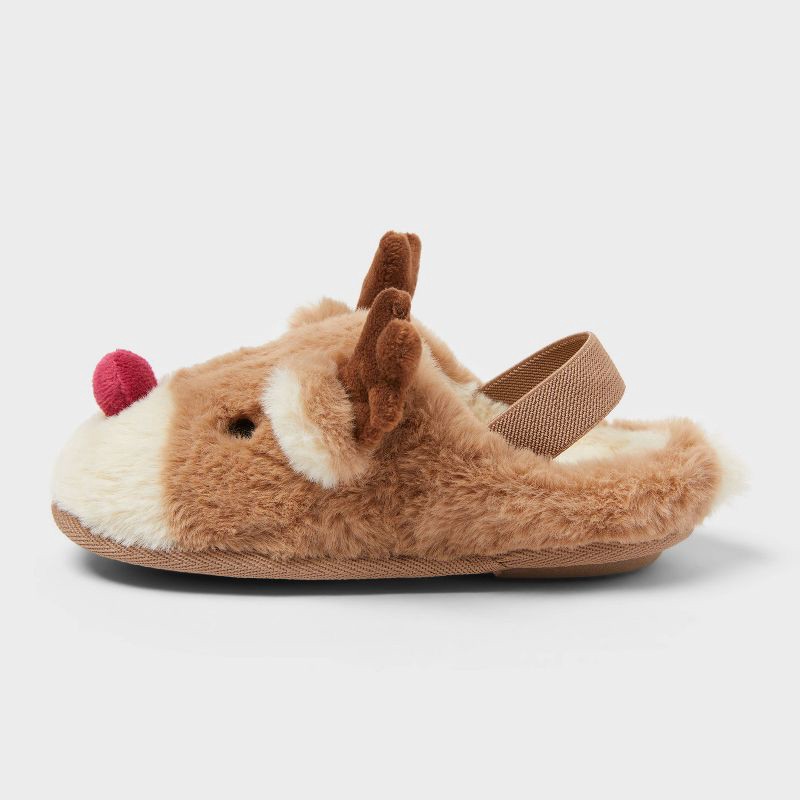 slide 2 of 3, Toddler Reindeer Scuff Slippers - Wondershop™ Brown 9T-10T, 1 ct