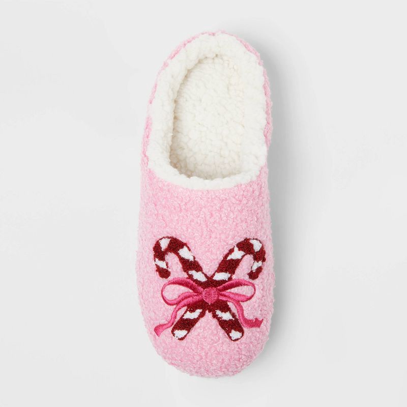 slide 3 of 4, Women's Shona Candy Cane Scuff Slippers - Wild Fable™ Pink L, 1 ct