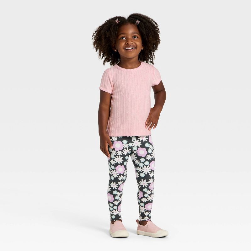slide 3 of 3, Toddler Girls' Pointelle Short Sleeve T-Shirt - Cat & Jack™ Pink 3T, 1 ct