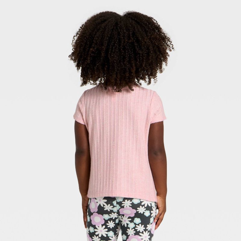 slide 3 of 3, Toddler Girls' Pointelle Short Sleeve T-Shirt - Cat & Jack™ Pink 4T, 1 ct