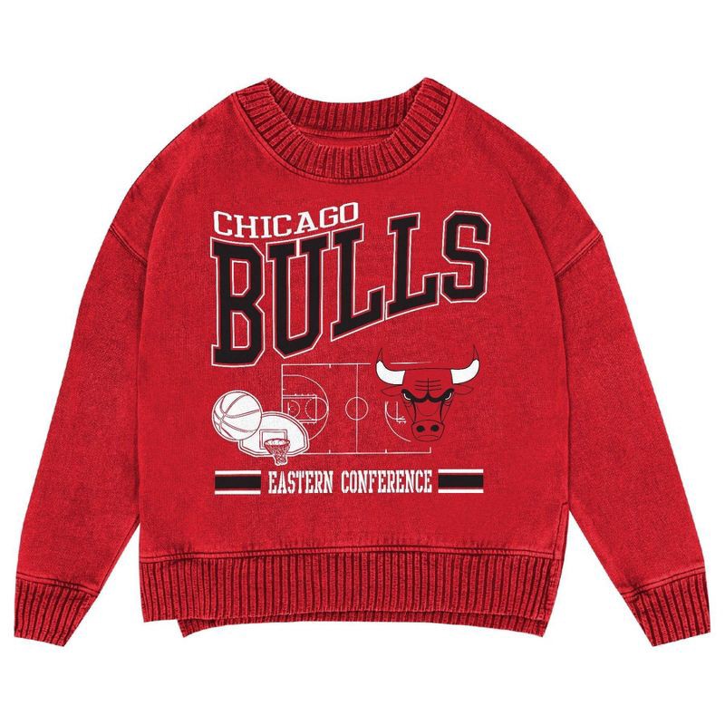 slide 2 of 3, NBA Chicago Bulls Kids' Crew Fleece Sweatshirt - M, 1 ct
