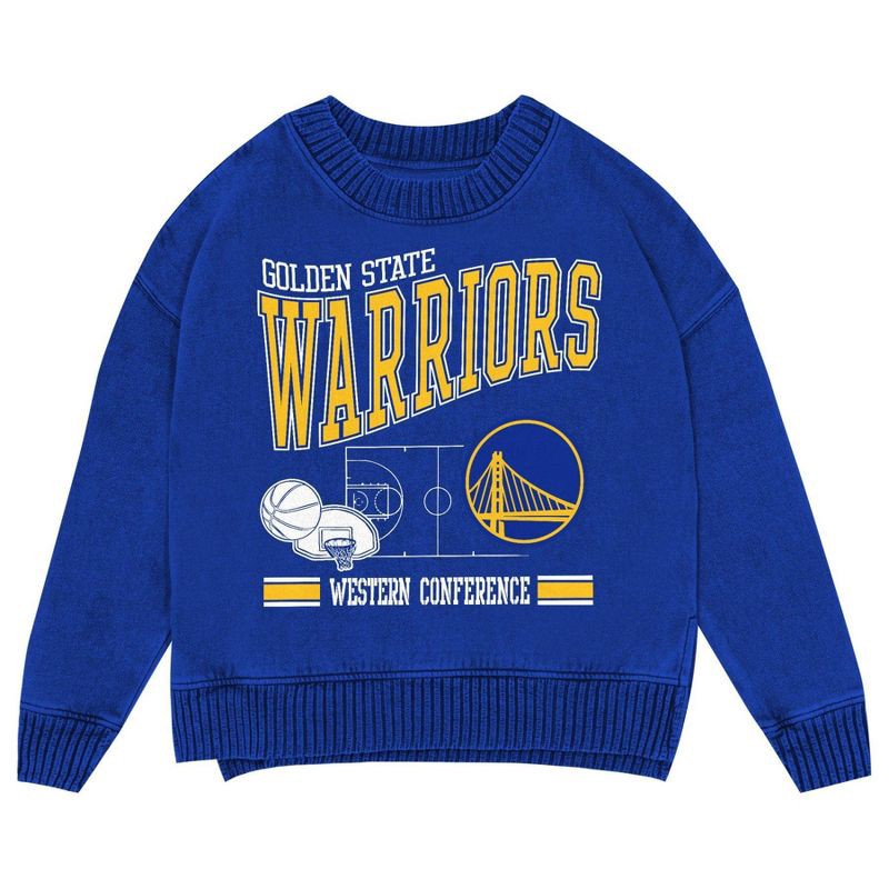 slide 2 of 3, NBA Golden State Warriors Kids' Crew Fleece Sweatshirt - XS, 1 ct