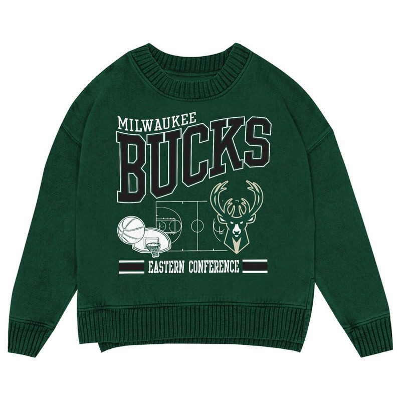 slide 2 of 3, NBA Milwaukee Bucks Kids' Crew Fleece Sweatshirt - S, 1 ct