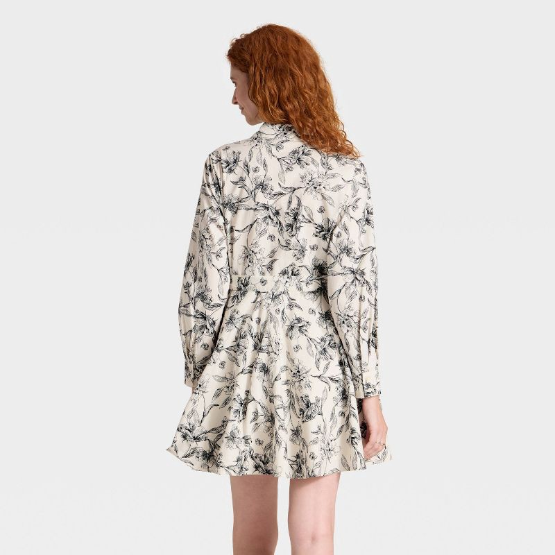 slide 2 of 3, Women's Button-Down Shirtdress - A New Day™ Cream Floral L, 1 ct