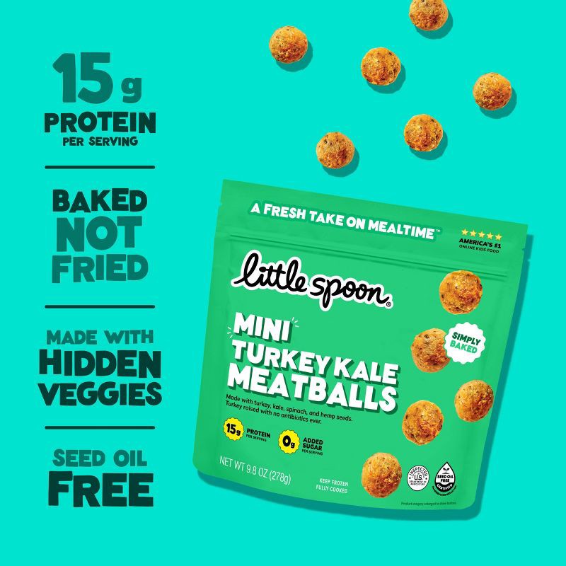 slide 2 of 6, Little Spoon Mini Turkey Kale Meatballs Frozen Kids' Food - 9.8oz, 9.8 oz