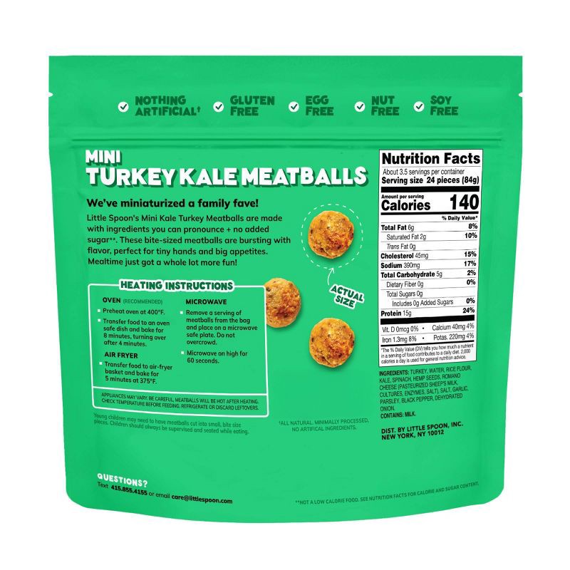 slide 3 of 6, Little Spoon Mini Turkey Kale Meatballs Frozen Kids' Food - 9.8oz, 9.8 oz