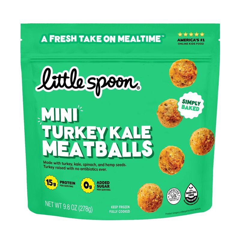 slide 1 of 6, Little Spoon Mini Turkey Kale Meatballs Frozen Kids' Food - 9.8oz, 9.8 oz
