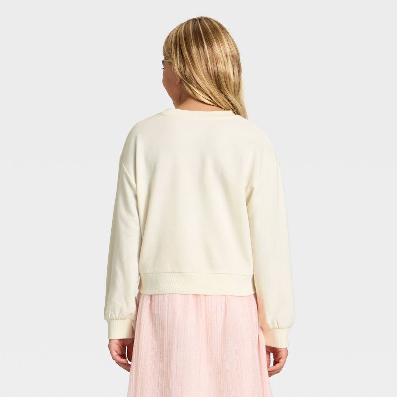 slide 2 of 3, Girls' French Terry Relaxed Fit Pullover Sweatshirt - Cat & Jack™ Cream XL, 1 ct