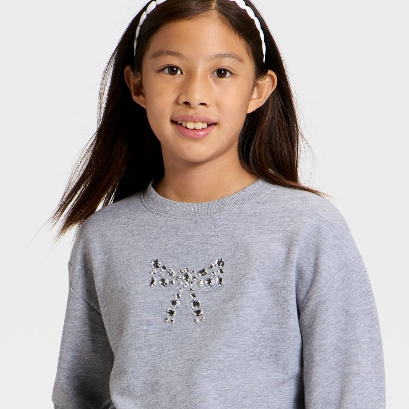 slide 2 of 4, Girls' French Terry Relaxed Fit Pullover Sweatshirt - Cat & Jack™ Heather Gray XL, 1 ct