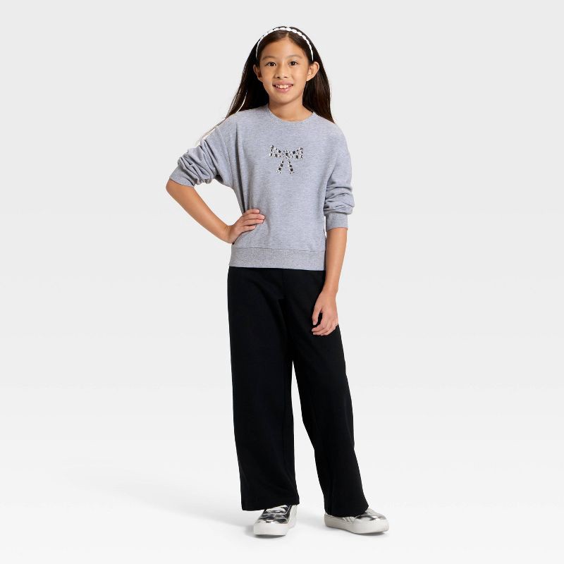 slide 4 of 4, Girls' French Terry Relaxed Fit Pullover Sweatshirt - Cat & Jack™ Heather Gray XL, 1 ct