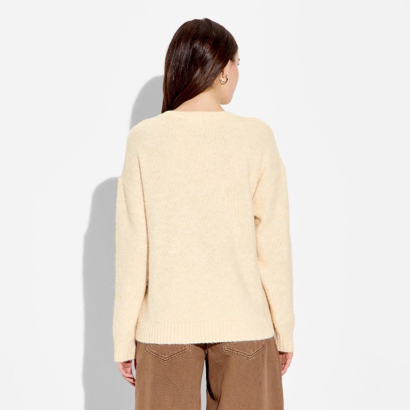 slide 3 of 3, Women's Crewneck Pullover Heritage Novelty Sweater - Wild Fable™ Off-White Bears M, 1 ct