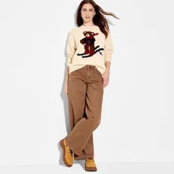 Women's Crewneck Pullover Heritage Novelty Sweater - Wild Fable™ Off-White Bears M