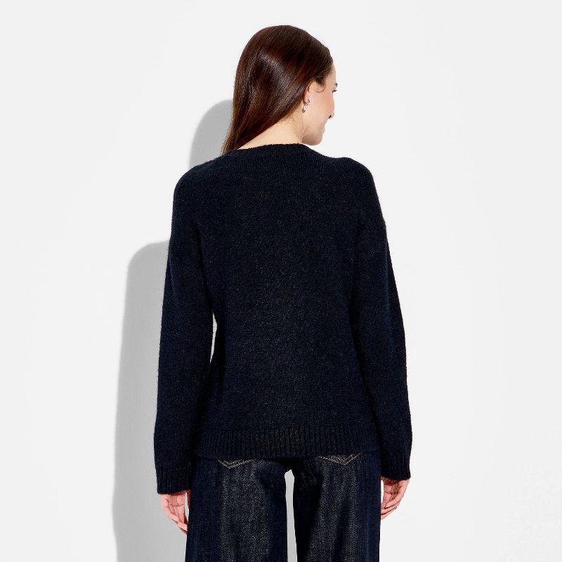 slide 3 of 3, Women's Crewneck Pullover Heritage Novelty Sweater - Wild Fable™ Navy Blue Dogs M, 1 ct