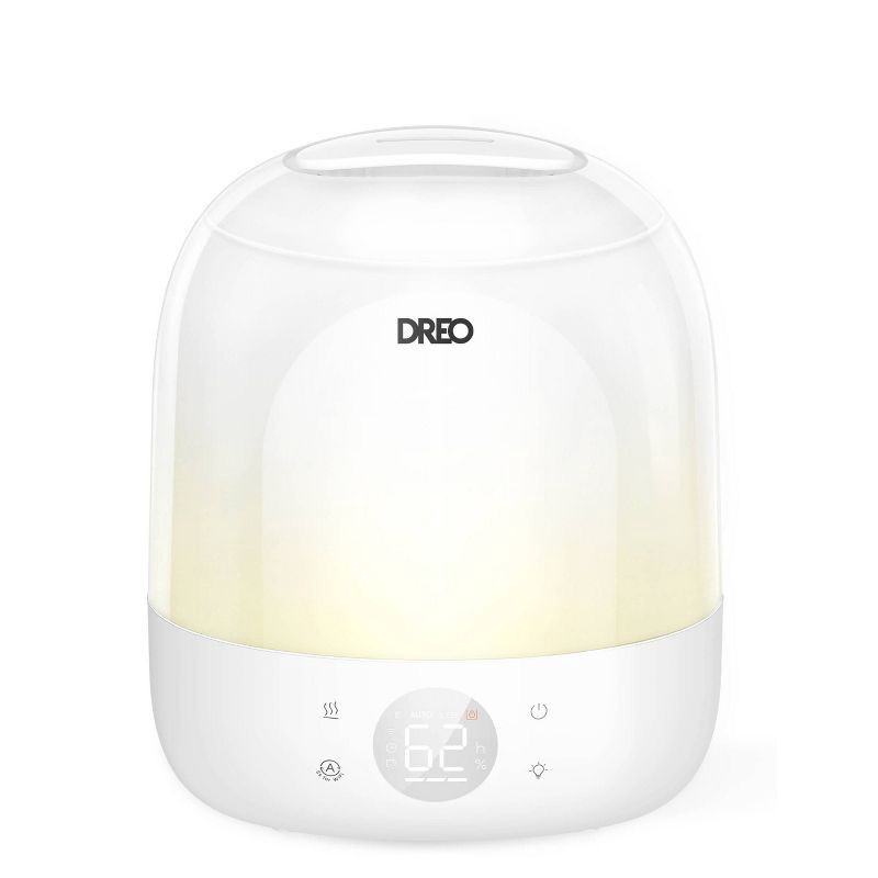 slide 2 of 9, DREO 0.8gal Smart Top Fill 30H and 26dB Quiet Runtime Cool Mist Ultrasonic Humidifier with Humidity Sensor, 0.8 gal