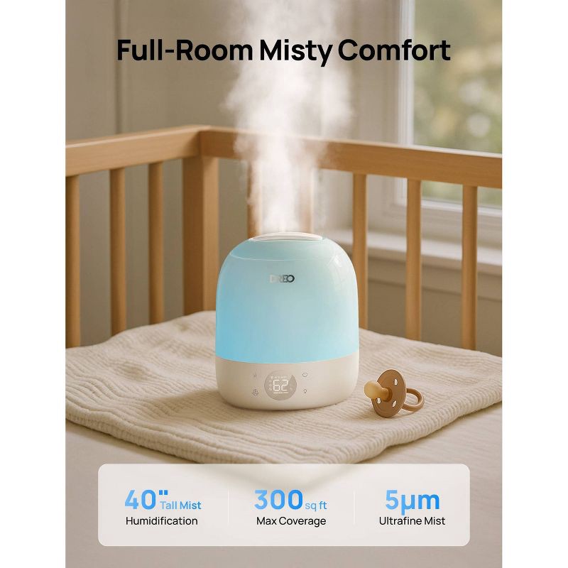 slide 6 of 9, DREO 0.8gal Smart Top Fill 30H and 26dB Quiet Runtime Cool Mist Ultrasonic Humidifier with Humidity Sensor, 0.8 gal
