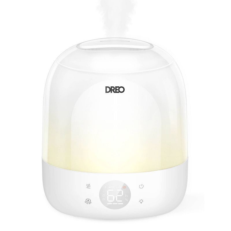 slide 1 of 9, DREO 0.8gal Smart Top Fill 30H and 26dB Quiet Runtime Cool Mist Ultrasonic Humidifier with Humidity Sensor, 0.8 gal