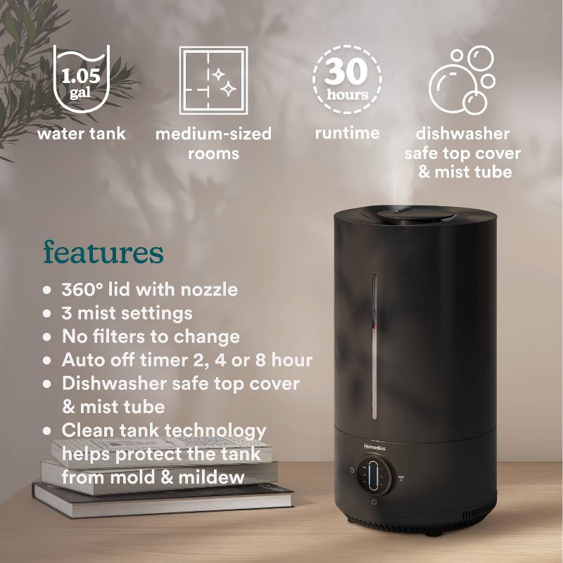 slide 6 of 9, HoMedics Ultrasonic Cool Mist Humidifier with Dishwasher-Safe Components, 1 ct