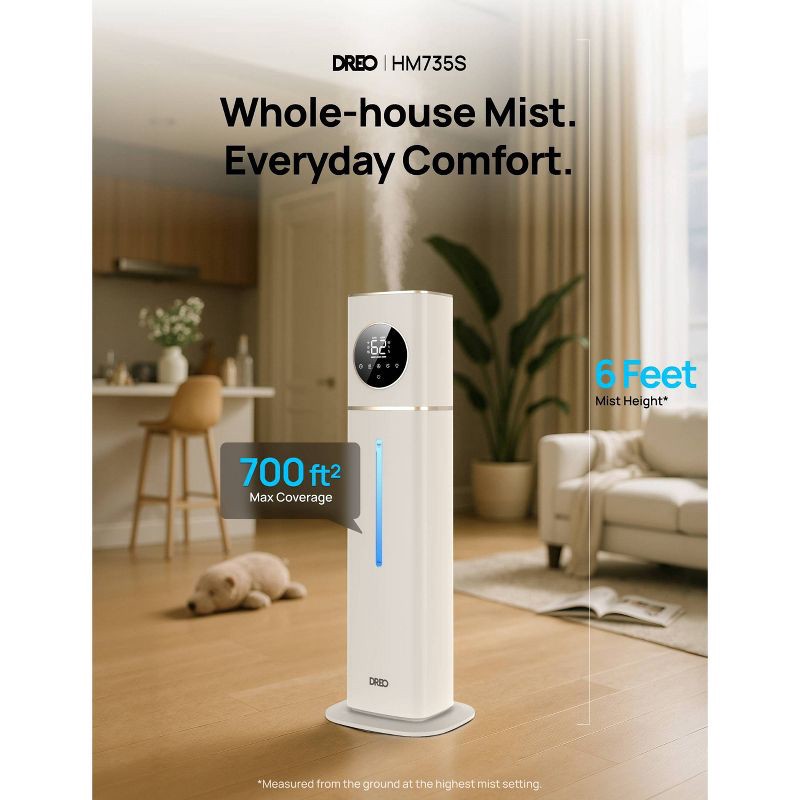 slide 7 of 9, DREO 3gal 100H Smart Cool Mist Air Humidifier for Large Room up to 700 sq ft, 11 liter