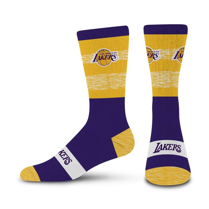 slide 1 of 3, NBA Los Angeles Lakers Mixer Crew Socks - Large, 1 ct