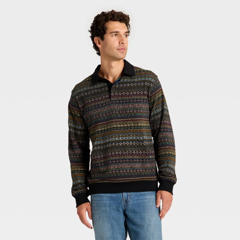 slide 1 of 3, Houston White Men's Fleece Collar Sweatshirt - Black Striped XXL, 1 ct