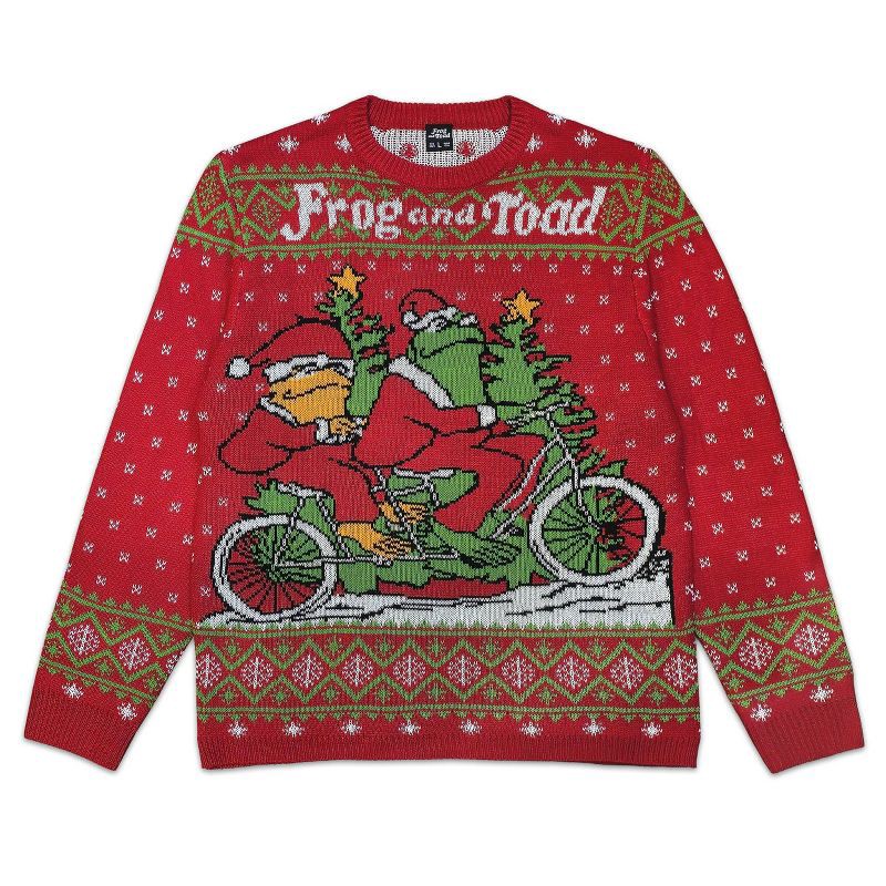 slide 1 of 2, Men's Frog and Toad Graphic Sweater - Red M, 1 ct