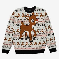 Rudolph the Red-Nosed Reindeer Men's Rudolph Pullover Sweater - White XXL