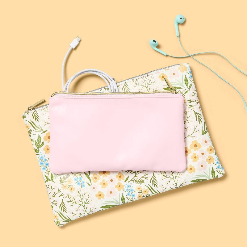 slide 2 of 3, 2pk Pouches Medium Floral and Mini Pink - up&up™, 2 ct