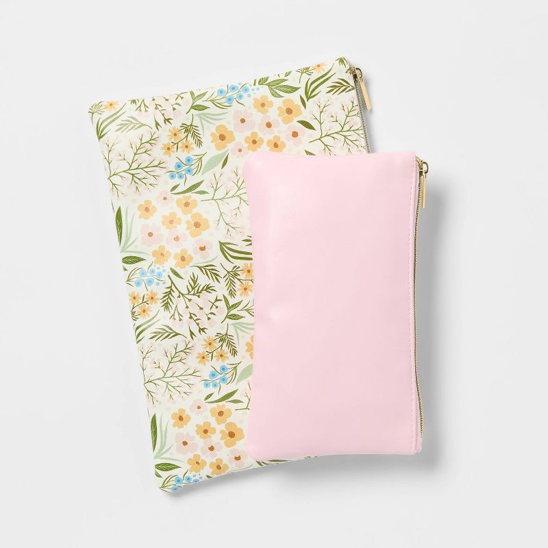 slide 3 of 3, 2pk Pouches Medium Floral and Mini Pink - up&up™, 2 ct