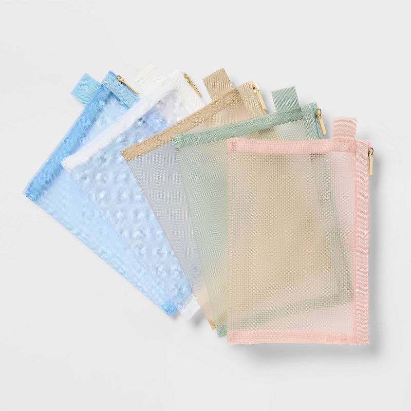 slide 3 of 3, 5pk Mesh Zip Pouch - up&up™, 5 ct