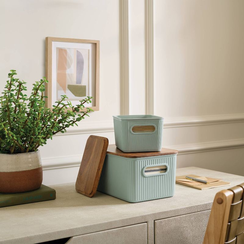 slide 2 of 4, Desktop Storage Bins Set of 2 Green - Threshold™, 1 ct