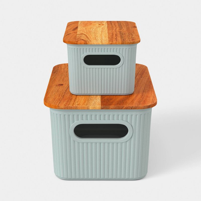 slide 3 of 4, Desktop Storage Bins Set of 2 Green - Threshold™, 1 ct