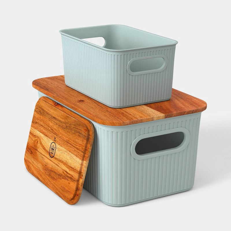 slide 4 of 4, Desktop Storage Bins Set of 2 Green - Threshold™, 1 ct